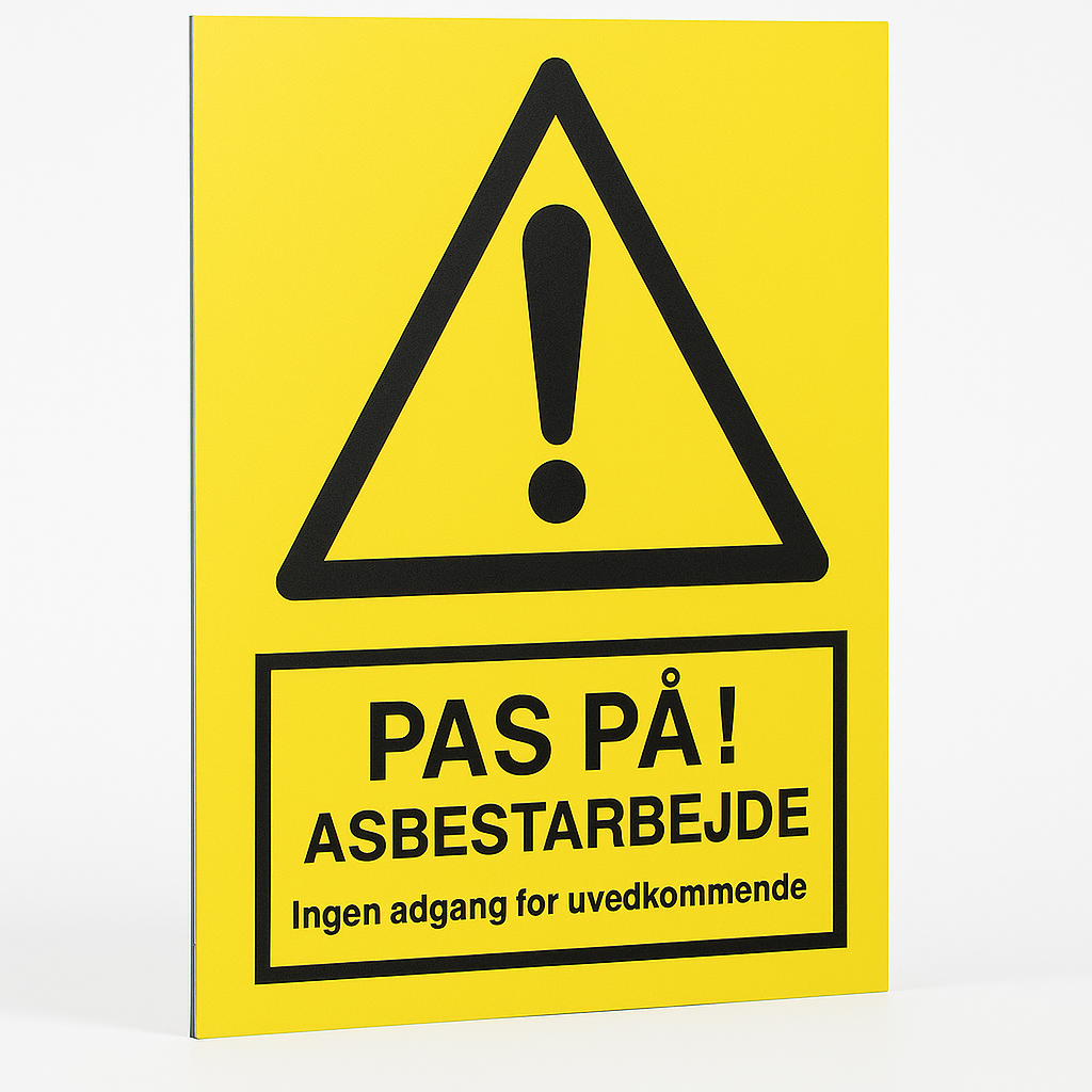 Asbest Advarselsskilt i Aluminium – A4 (Lovpligtigt skilt til asbestarbejde)