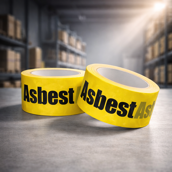 Tape Asbest negativ tryk gul PP 48mmx66m 32my